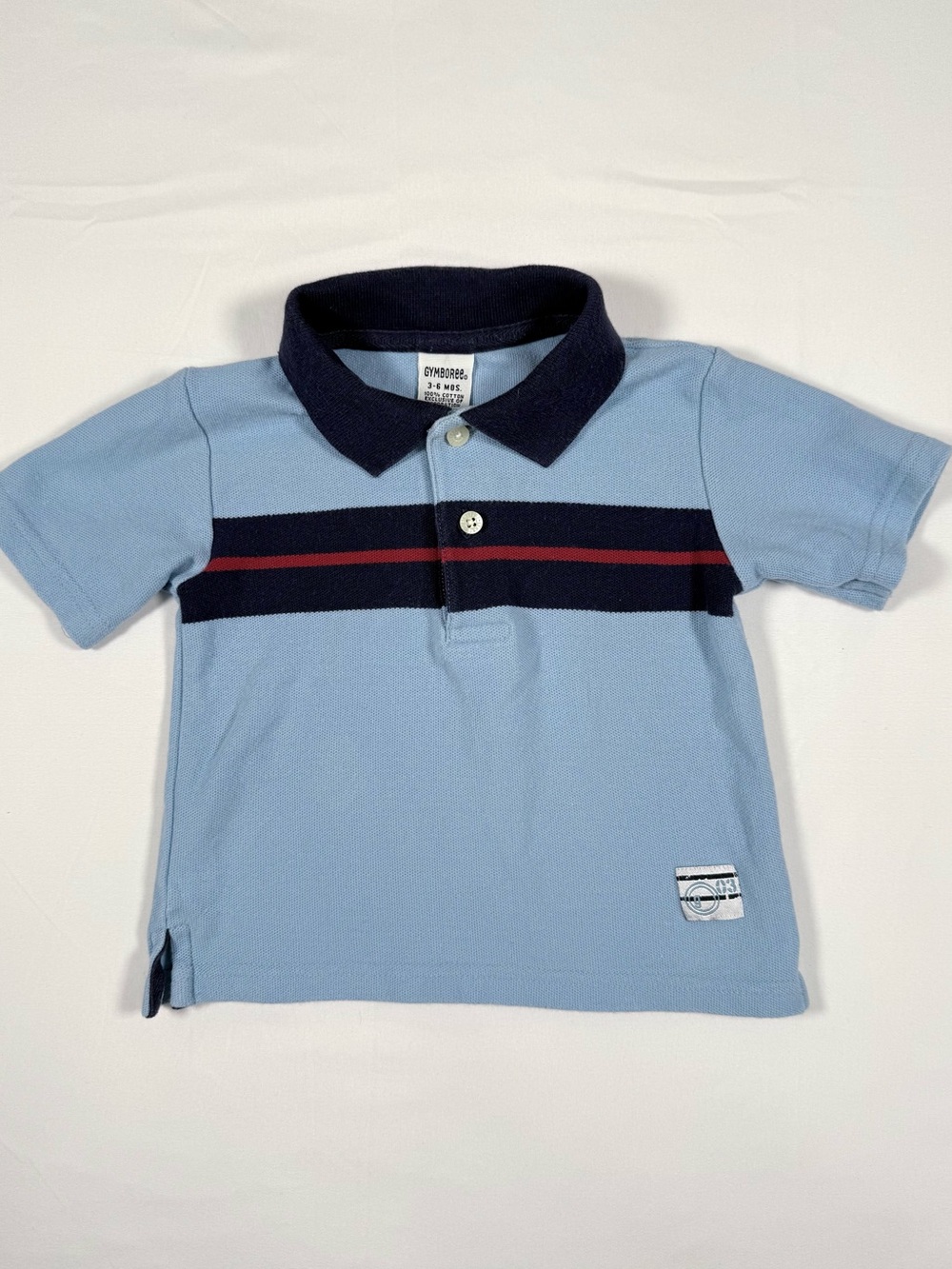 VINTAGE GYMBOREE Boys Polo Shirt 3-6m 2002 Y2K Preppy Striped Classic Nautical